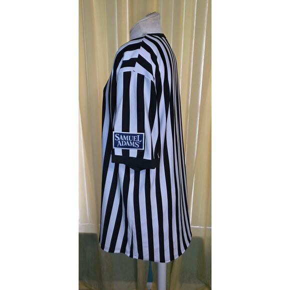 Men's Samuel Adams Referee V-Neck Shirt Size XL Black White Stripe - Picture 2 of 6
